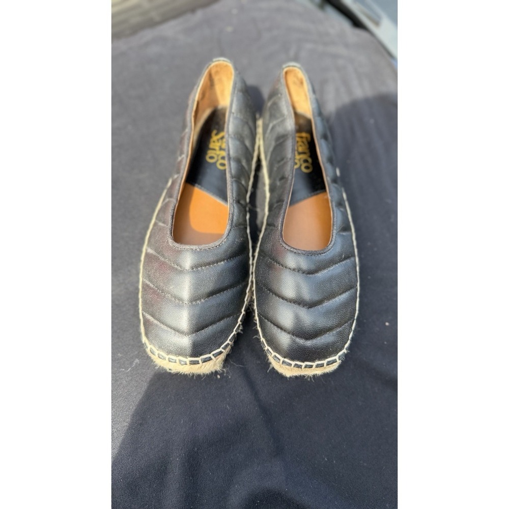Franco Sarto Black Leather Espadrilles Flats – Women's Size 5.5